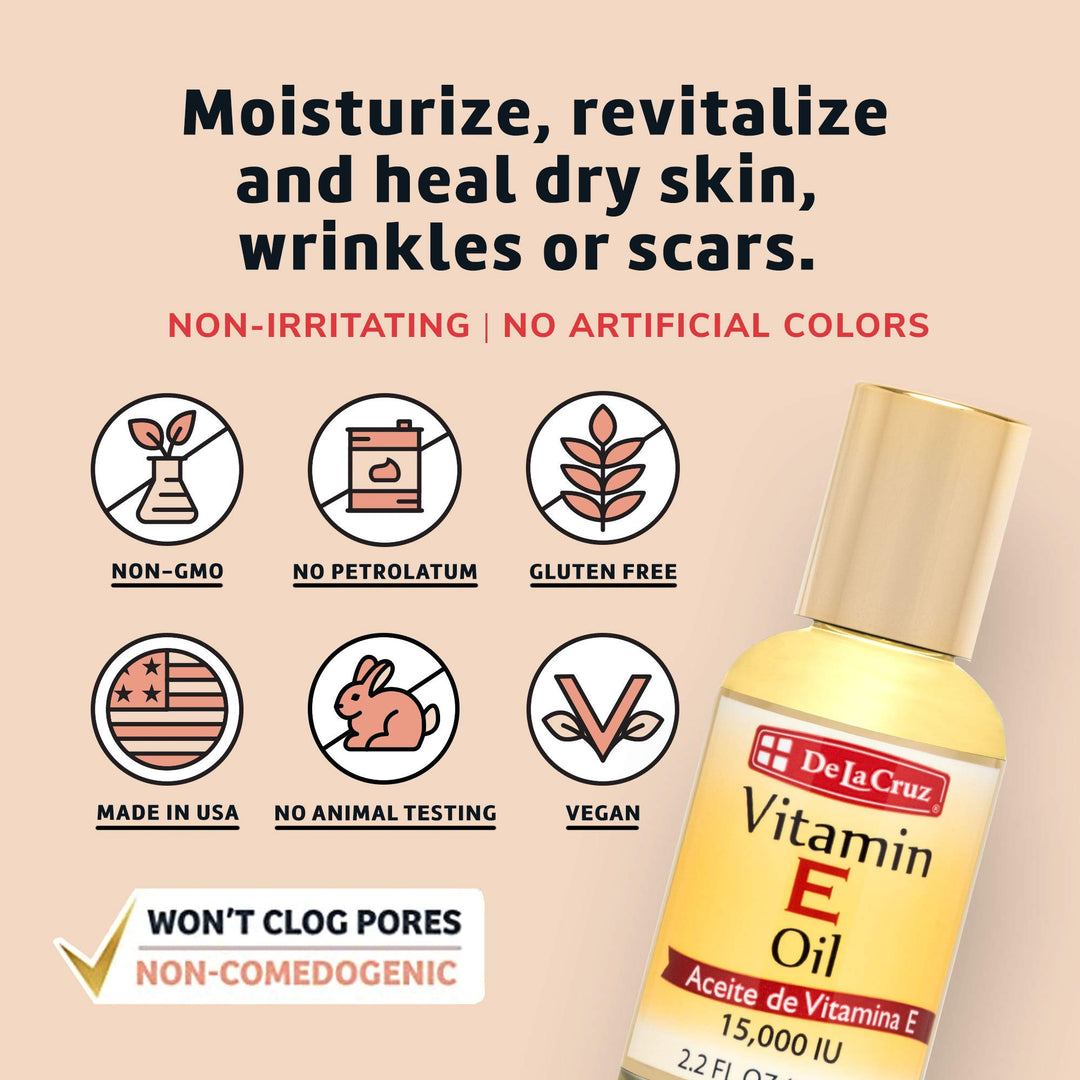Vitamin E Oil, Vitamin E Oil with Safflower for Skin, Hair, Face and Body, 2.2 FL OZ. (2 Bottles)