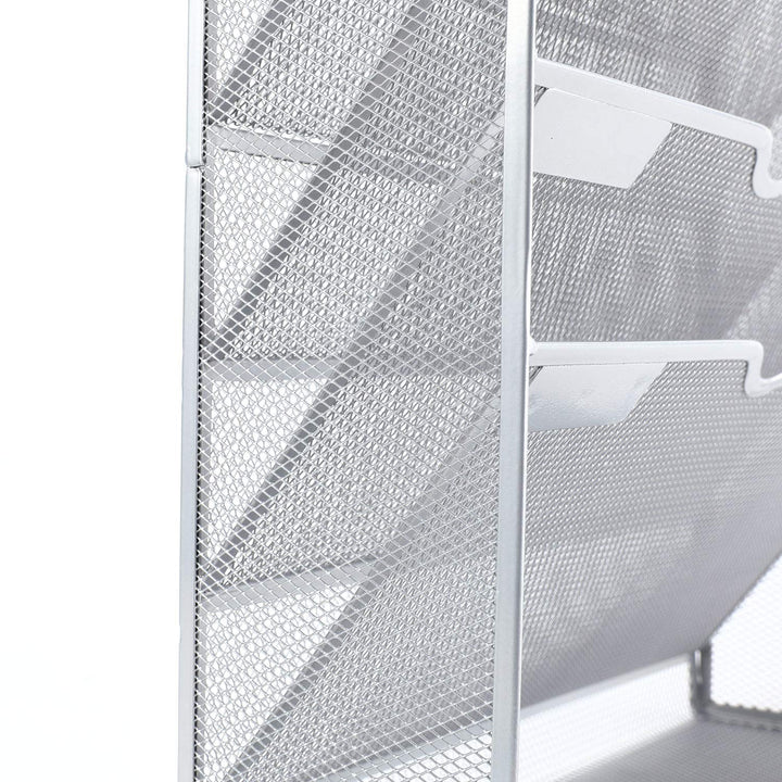 Wall File Organizer Mesh 5 Tier Vertical Hanging File Folders Holder Rack for Office Home,Silver