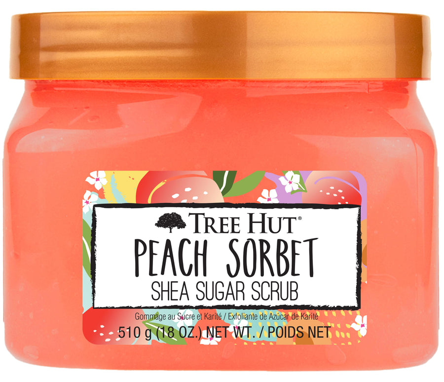 Peach Sorbet Shea Sugar Scrub | Exfoliating Body Scrub Removes Dead, Dry Skin for a Soft & Hydrated Feel | Nourishing Essential Body Care | 18 fl oz.