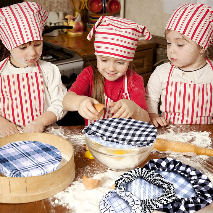 10 Pieces Bowl Covers Reusable in 5 Size Stretch Cloth Fabric Bowl Covers Elastic Food Storage Covers Cotton Bread Bowl Covers Reusable Lids for Food, Fruits, Leftover (Simple Style)