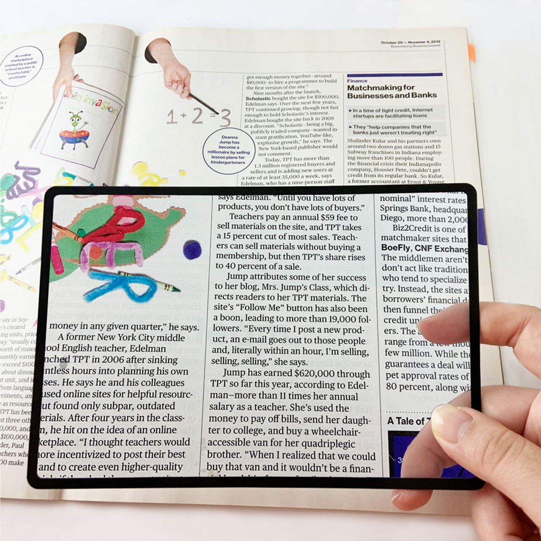 MAGDEPO Page Magnifying Sheet 3X Lightweight Flat Optical Plastic Fresnel Lens with Handy Card Size Magnifier Lenses for Seniors Reading Small Prints, Maps, Books, Bible, Magazines, etc.