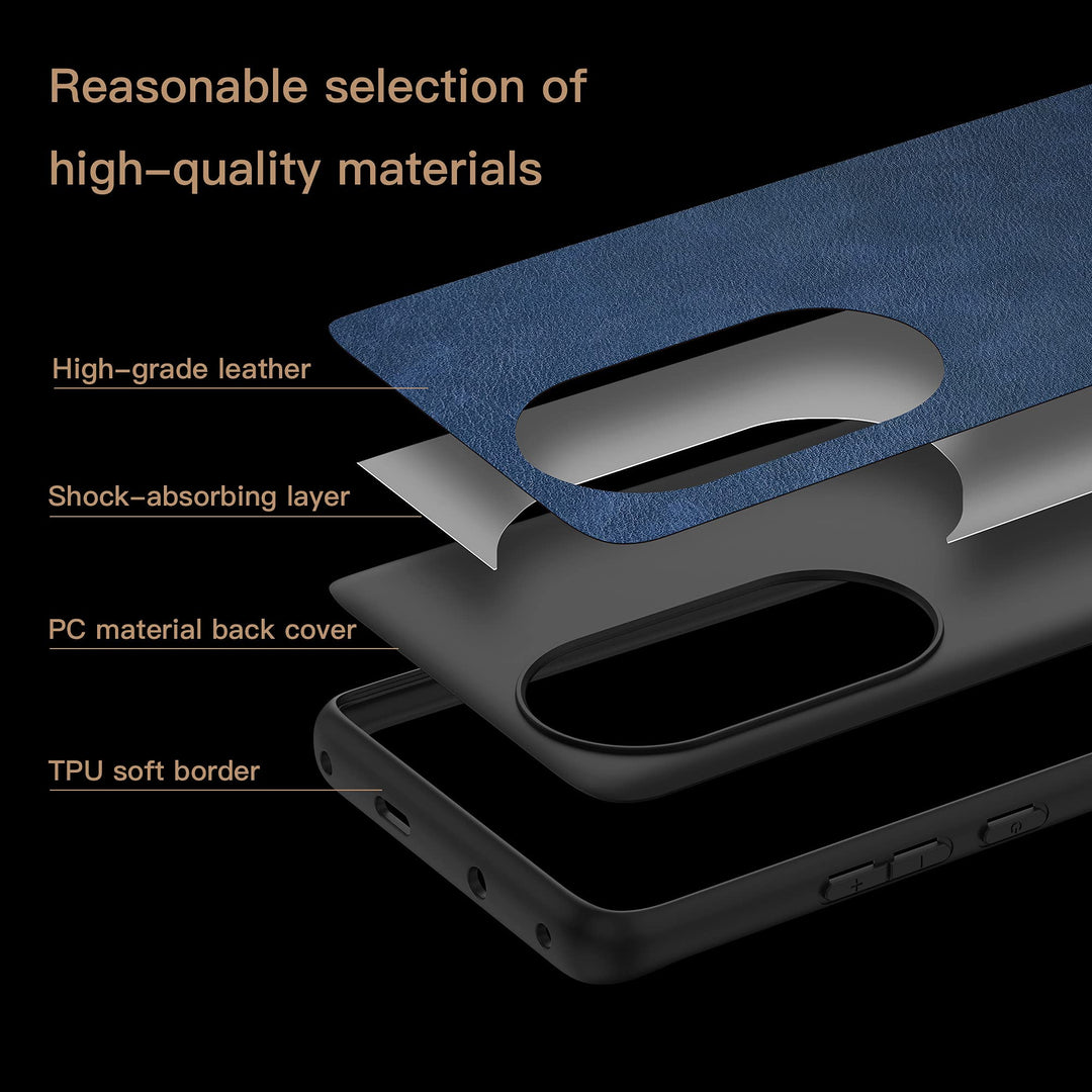 Anccer Compatible with Huawei P50 Pro Case, Elegant Leather Three-Layer Back with Soft Silicone Edge Shockproof Protective Cover (Blue)