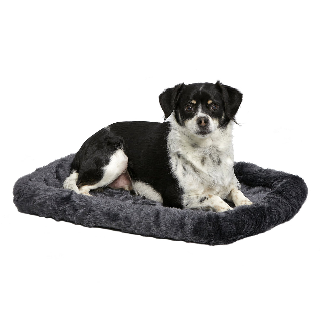 Bolster Dog Bed 24L-Inch Gray Dog Bed or Cat Bed w/Comfortable Bolster | Ideal for Small Dog Breeds & Fits a 24-Inch Dog Crate | Easy Maintenance Machine Wash & Dry
