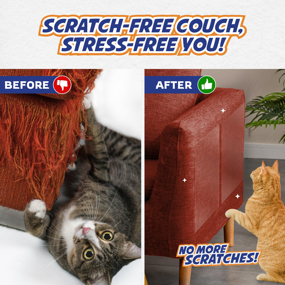 Couch Protectors from Cat Claws – 8-Pack Double Sided Sticky Cat Tape for Furniture – 4-Pack XL + 4-Pack L, Anti-Scratch, Deters Cat Scratches Immediately