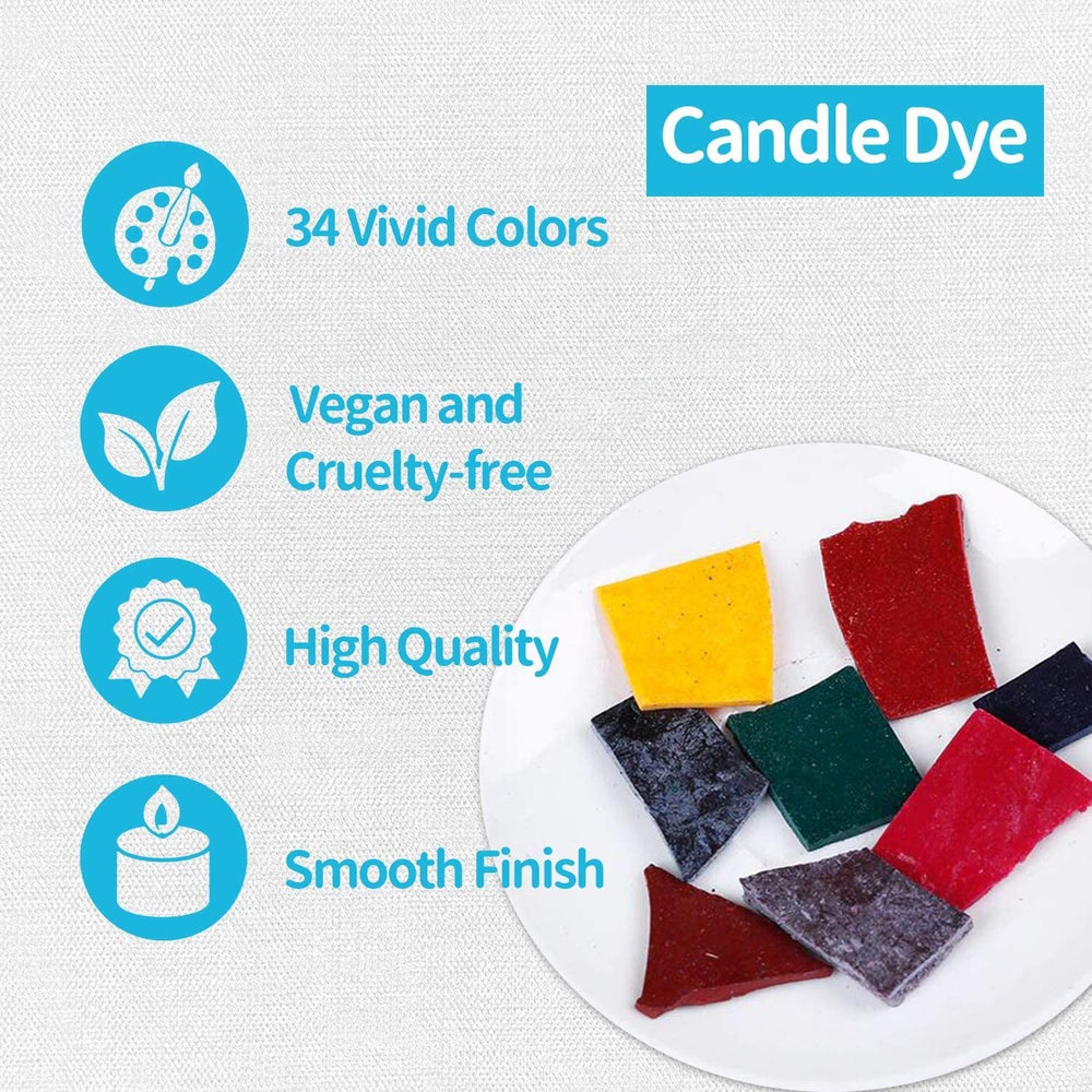Candle Color Dye for Soy Wax, Safe and Natural- 34 Popular Colors for Candle Making - 8.5oz