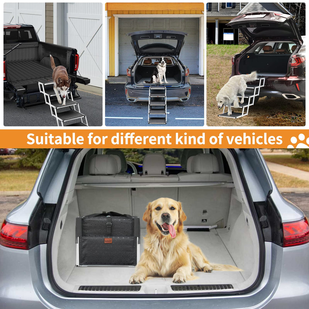 Portable Folding Car Ramp With Increased Nonslip Surface, Support up to 200lbs, Lightweight Pet Stairs Help Your Senior Large Dog Easy Get In & Out of SUV,Truck