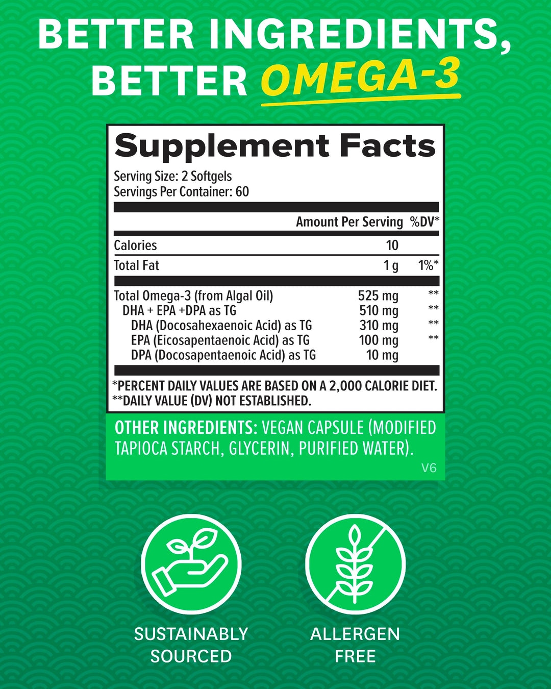 Vegan Omega 3 Supplement for Women and Men from Marine Algae Oil with DHA & EPA - Plant Powered Fish Oil Alternative, Sustainably Sourced for Heart, Eye & Joint Health -120 CT