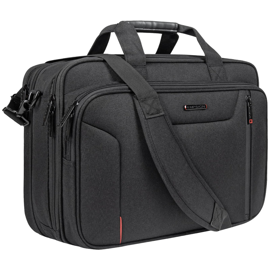 Stylish Laptop Bag Briefcase, 17.3 Inch Laptop Case Expandable Messenger Bag for Men Water Repellent, RFID Blocking Office Carrying Shoulder Bag for Work Business Travel-Black