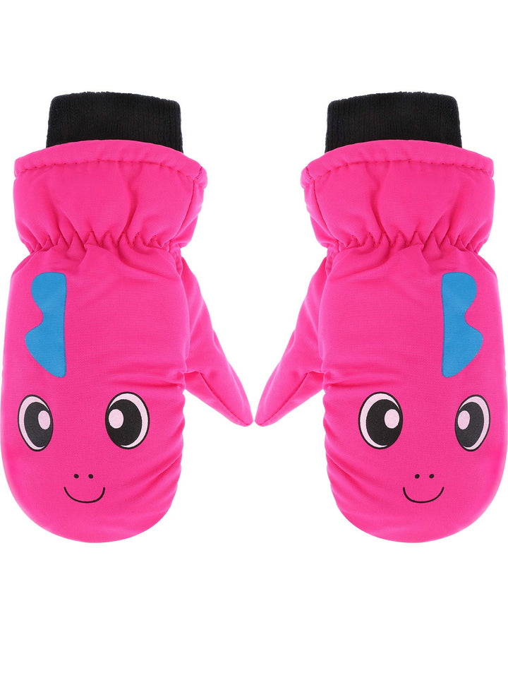 Kids Snow Ski Mittens Winter Gloves Warm Waterproof Mittens for Girls and Boys (Rose Red, 3-6 Years)