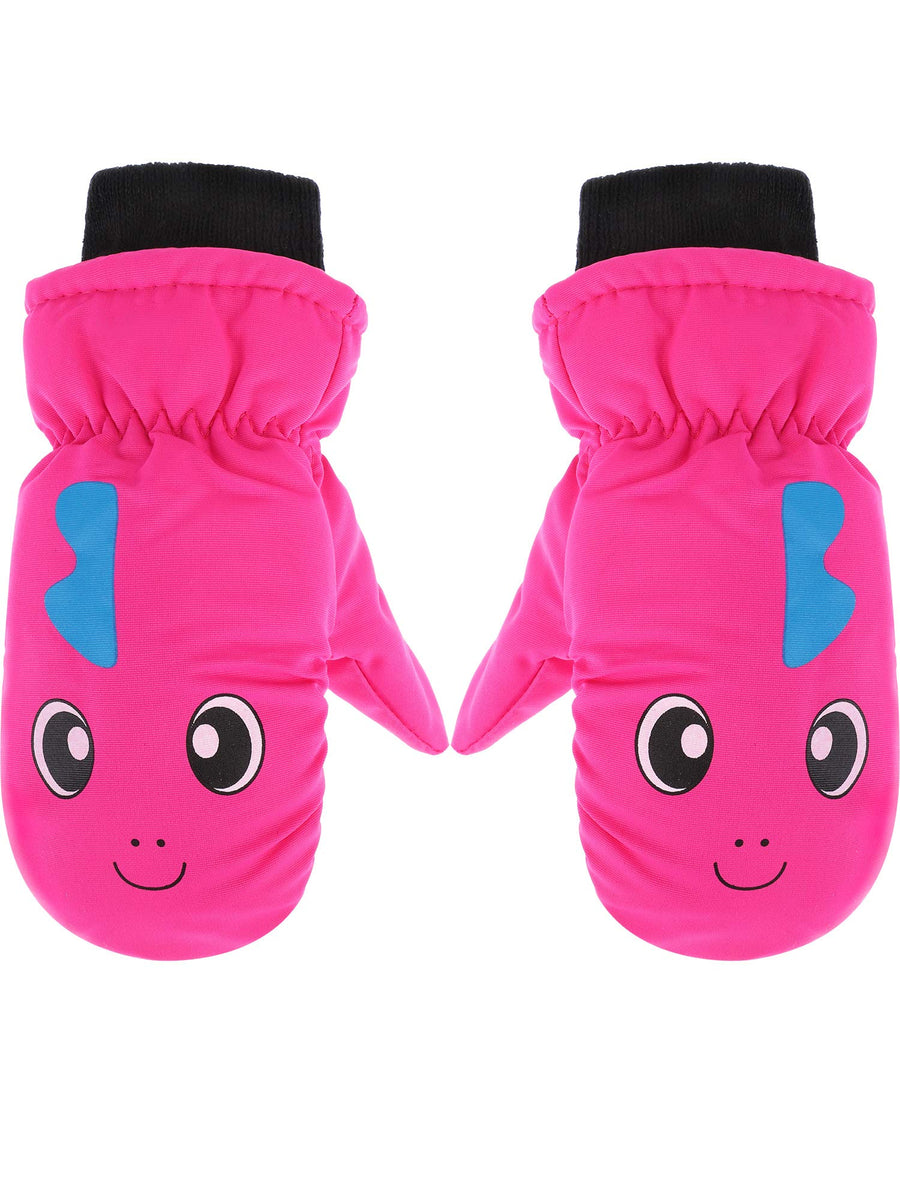 Kids Snow Ski Mittens Winter Gloves Warm Waterproof Mittens for Girls and Boys (Rose Red, 3-6 Years)