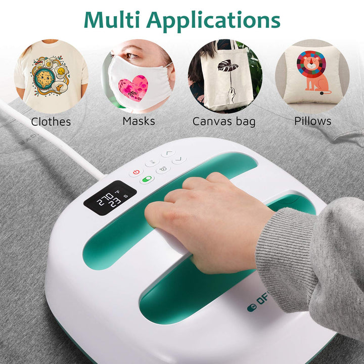 Heat Press Machine for T-Shirts, Portable 9x9 Iron-on Press for HTV Vinyl and Heat Transfer Sublimation for Tote Bags, Hat, DIY Projects