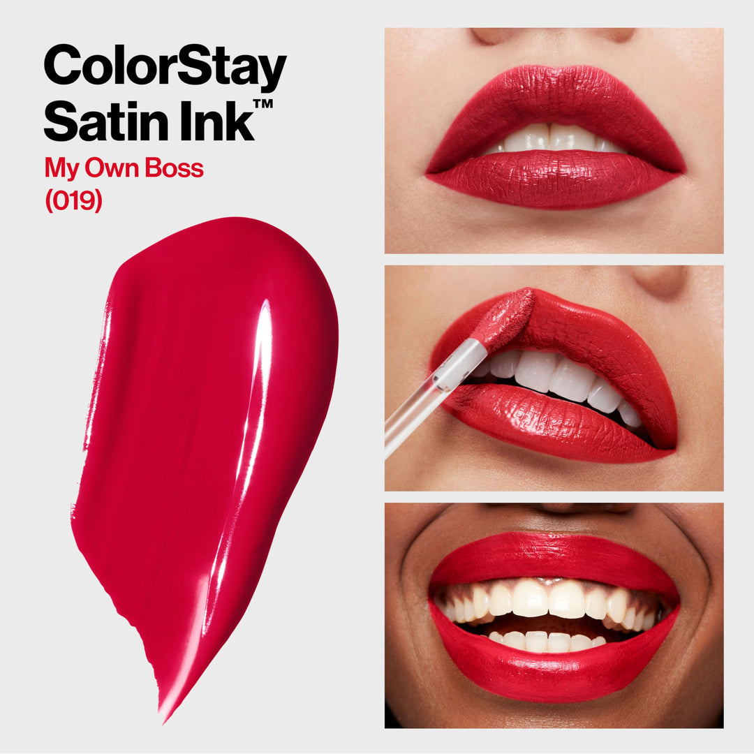 Revlon ColorStay Satin Ink Liquid Lipstick, Longwear Rich Lip Colors, Formulated with Black Currant Seed Oil, 019 My Own Boss, 0.17 fl. oz.