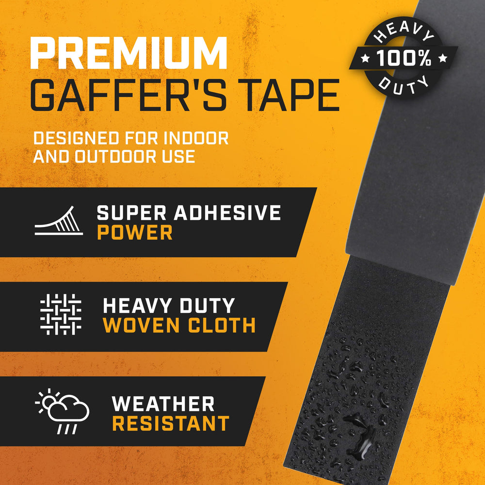Black Gaffers Tape 3 Pack - 90 Ft x 2 Inch - Waterproof, No Residue, Non-Reflective, Easy Tear - Black Gaffer Tape for Photography, Filming, Stage, Production, and Backdrops