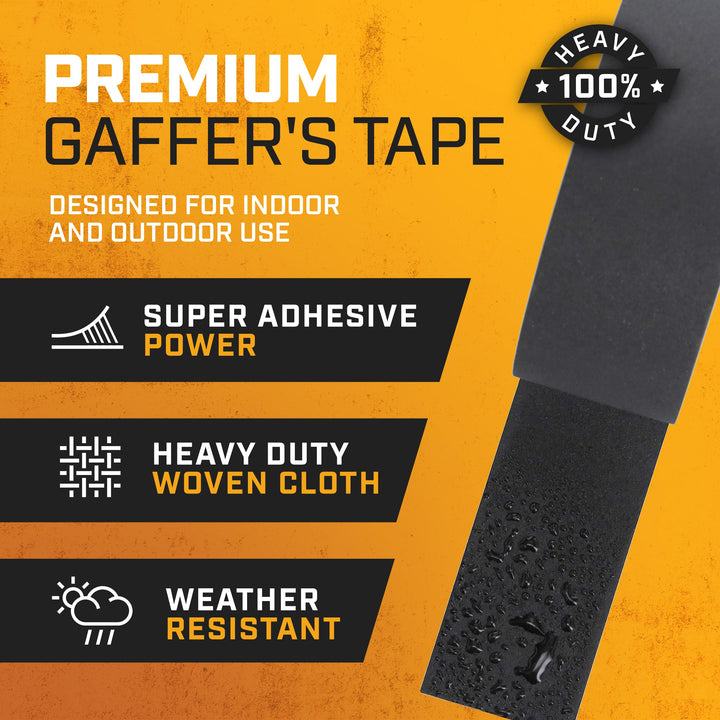 Black Gaffers Tape 3 Pack - 90 Ft x 2 Inch - Waterproof, No Residue, Non-Reflective, Easy Tear - Black Gaffer Tape for Photography, Filming, Stage, Production, and Backdrops