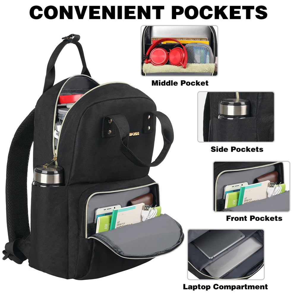 Daypack Backpacks, Black, 15.6