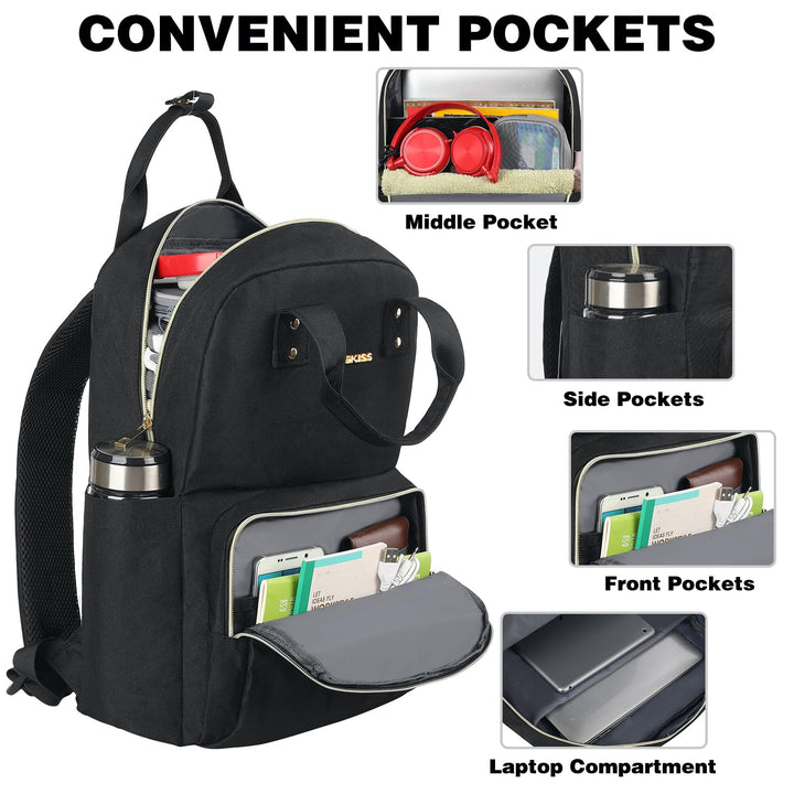 Daypack Backpacks, Black, 15.6