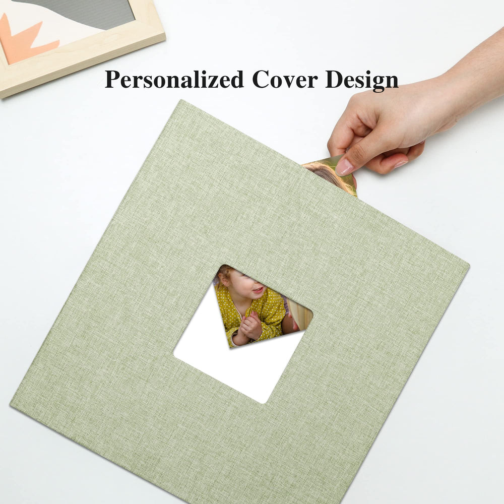 Large Photo Album Self Adhesive for 4x6 8x10 10x12 Pictures Linen Scrapbook Album DIY 40 Blank Pages with A Metallic Pen