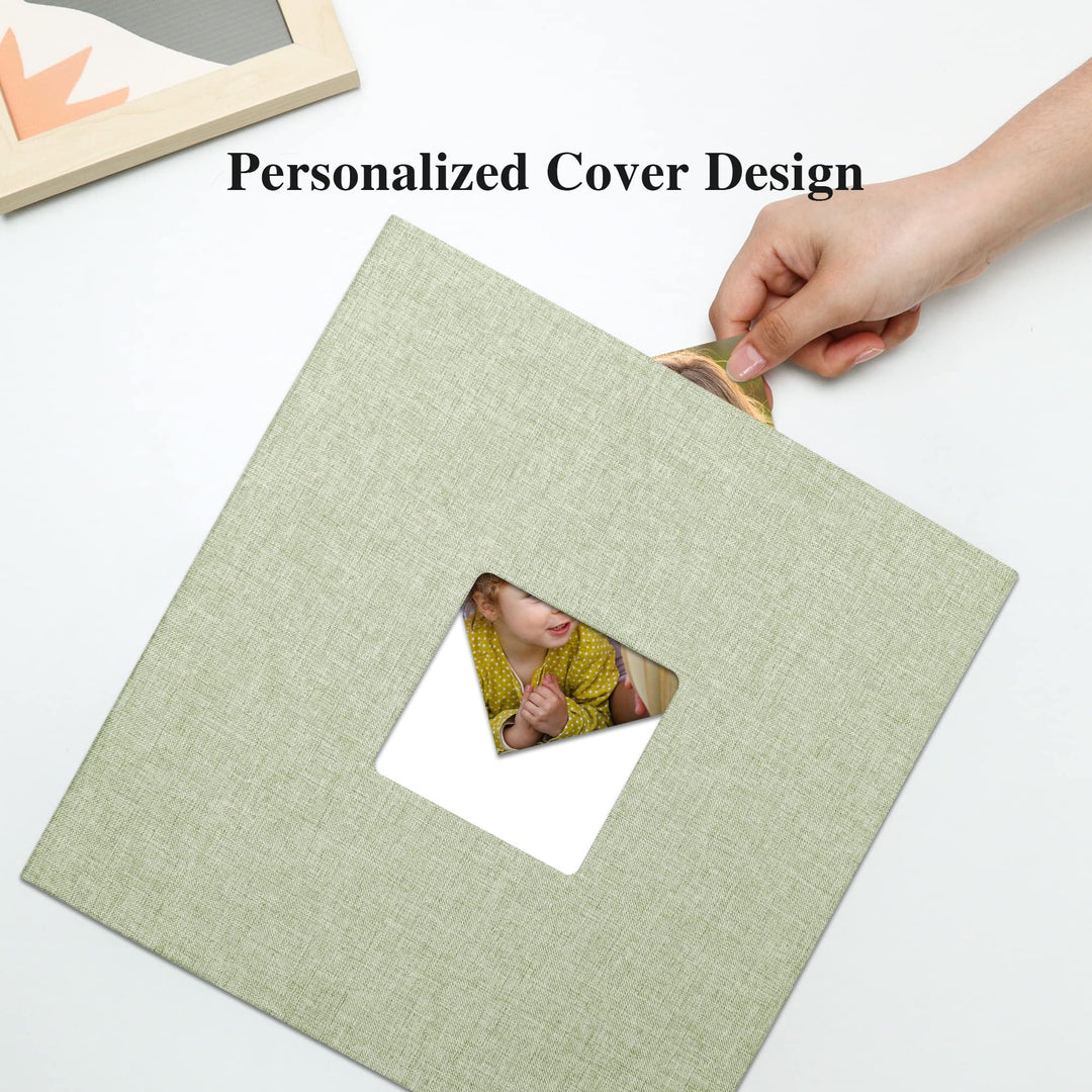 Large Photo Album Self Adhesive for 4x6 8x10 10x12 Pictures Linen Scrapbook Album DIY 40 Blank Pages with A Metallic Pen