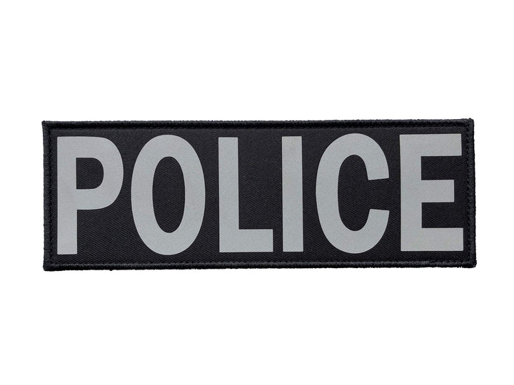 Police Patch with Hook and Loop (Gray-Reflective, 8.5x3 inch)