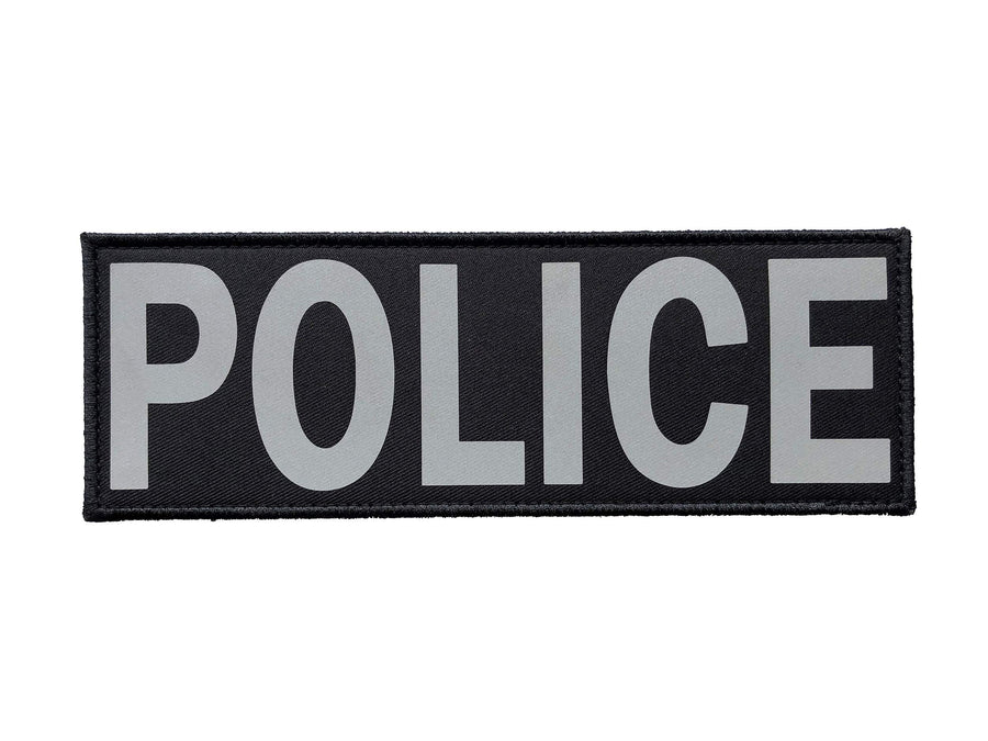 Police Patch with Hook and Loop (Gray-Reflective, 8.5x3 inch)