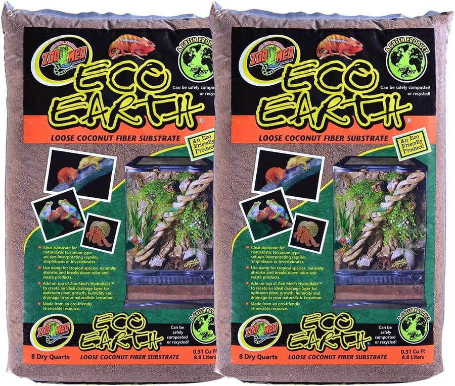 Eco Earth All-Natural Loose Coconut Fiber, Safely Composted, Tropical Substrate for Reptiles (8 Quarts, 2-Pack)