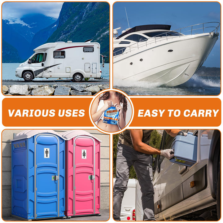 20 Packs RV Toilet Treatment Drop Ins, Black Tank Deodorizer for RV Camping Marine Portable Toilet, Camping Toilet Cleaners Chemicals, MAX supplement kit for 20 Week