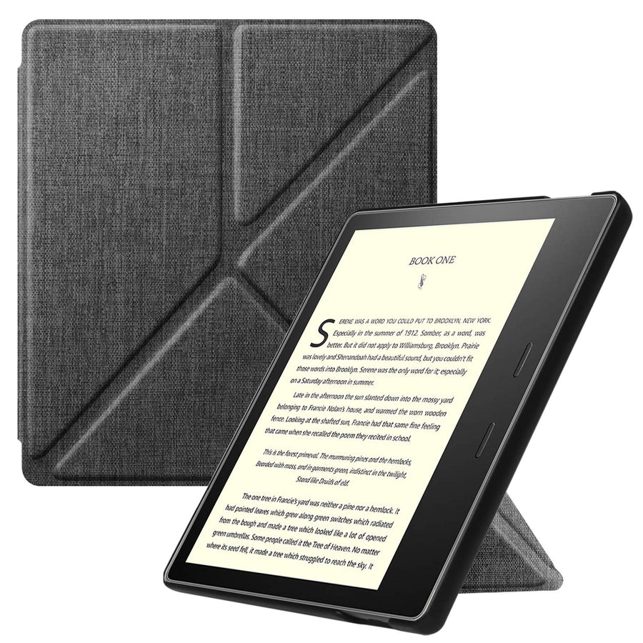 Origami Case for 7 Kindle Oasis (10th/9th Generation, 2019/2017 Release) - Slim Fit Stand Cover Support Hands Free Reading with Auto Wake Sleep, Denim Charcoal