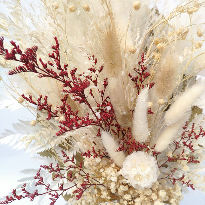 Pampas Grass, Natural Dried Pampas Grass, Dried Flowers Bouquet Arrangements for Home Wedding Decor (17/45cm Tall, D- Dried Pampas & Palm/Fern Leaf Bouquet)
