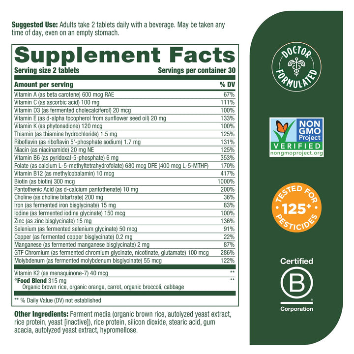 Women's Advanced Multivitamin for Women - Doctor-Formulated With Iron, Choline, Vitamin D, Vitamin C & Zinc - Brain Health - Immune Support - Non-GMO - Vegetarian - 60 Tabs (30 Servings)