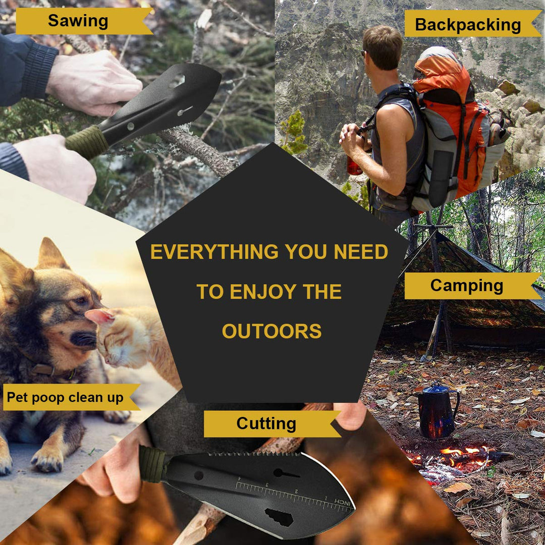 Backpacking Shovel, Camping Hand Trowel, Lightweight Hiking Shovel, Small Potty Multitool with Carrying Pouch for Digging, Metal Detecting, Gardening, Survival and Outdoor