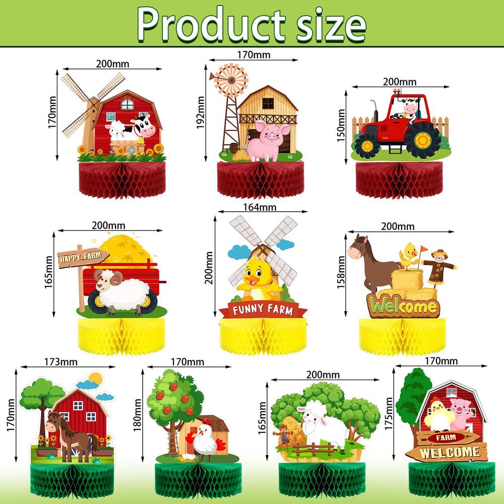 10 Pieces Farm Animals Honeycomb Centerpieces Farm Party Decorations Supplies for Table Barn Birthday Party Favors 3D Table Decor Indoor Outdoor