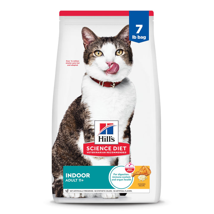 Hill's Science Diet Indoor, Senior Adult 11+, Easy Litter Box Cleanup, Dry Cat Food, Chicken Recipe, 7 lb Bag