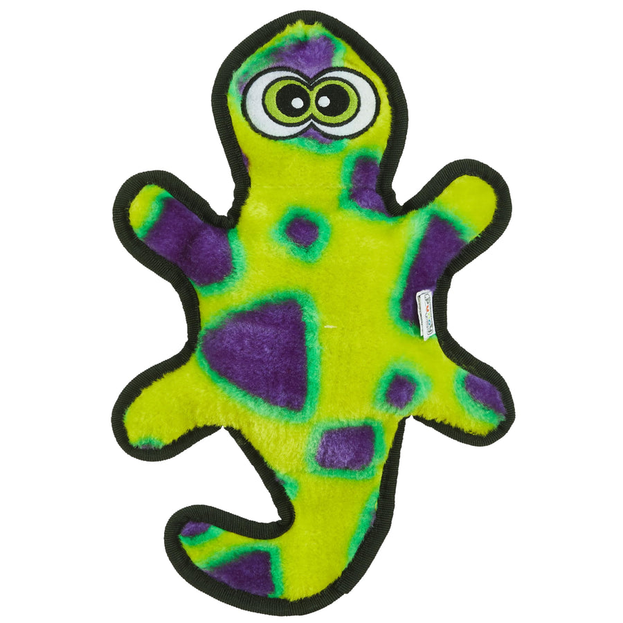 Durablez Tough Plush Squeaky Dog Toy, Gecko, Green, Medium