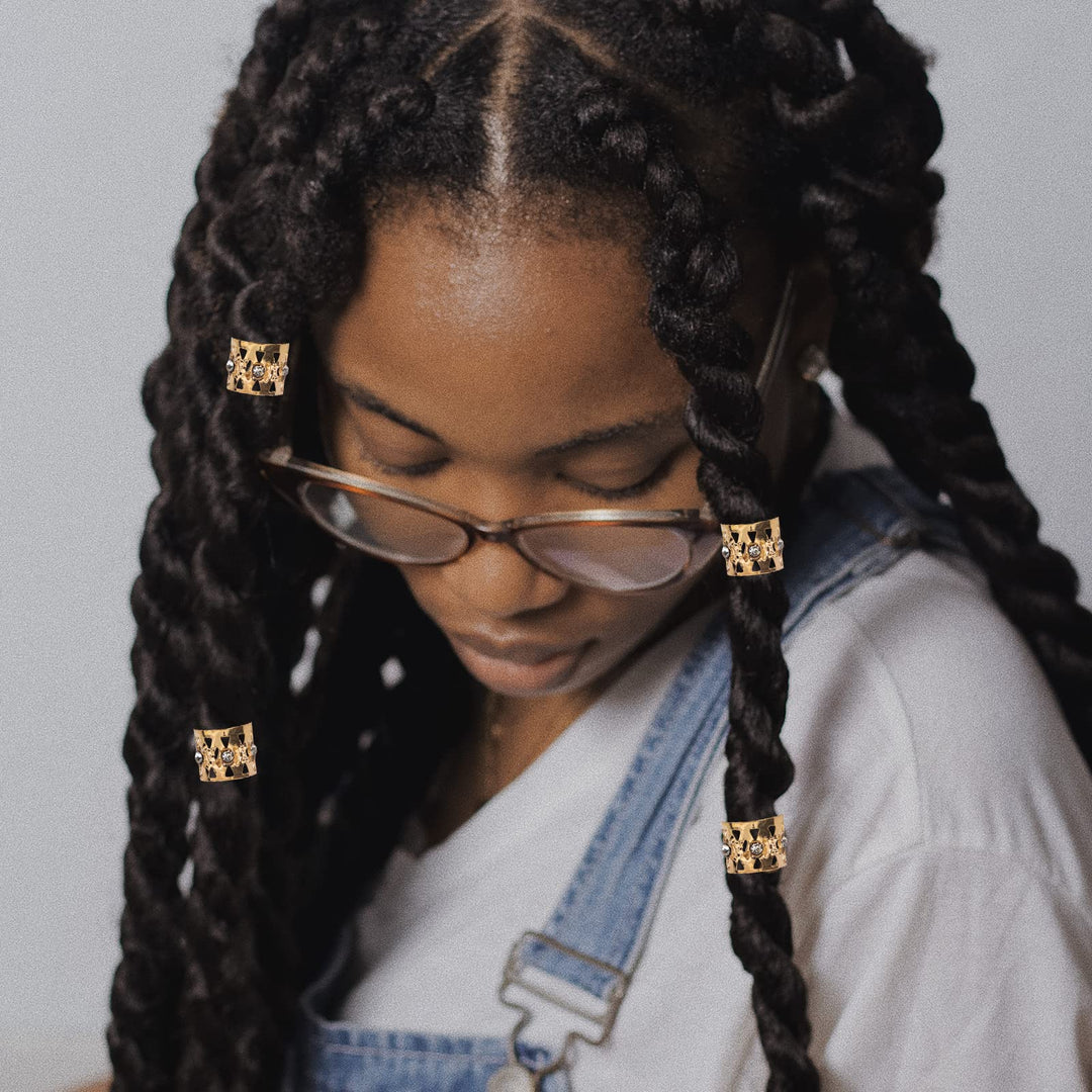 Women Dreadlocks Beads Rhinestone Hair Ring Decoration Braiding Hair Braid Cuff Clip