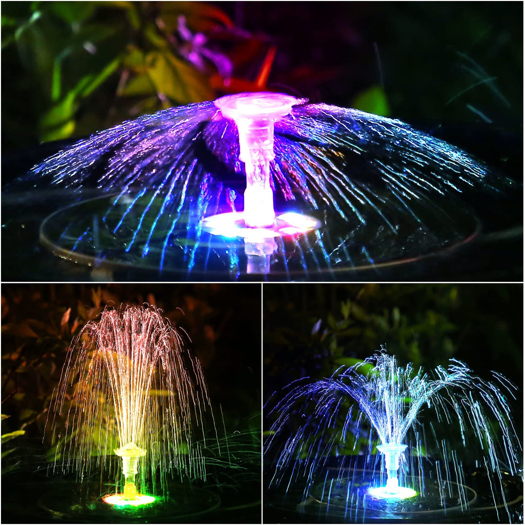 5.5W LED Solar Fountain Pump with LED Light, New Upgraded 3000mAh Storage Battery with 16 Nozzles Solar Bird Bath Fountains for Garden, Bird Bath, Pond, Swimming Pool