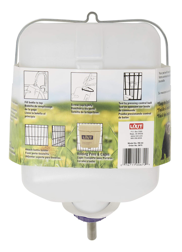 Widemouth Cage Water Bottles for Rabbits, Ferrets, Guinea Pigs, Rats and Other Small Animals. (White, 64 Ounce)