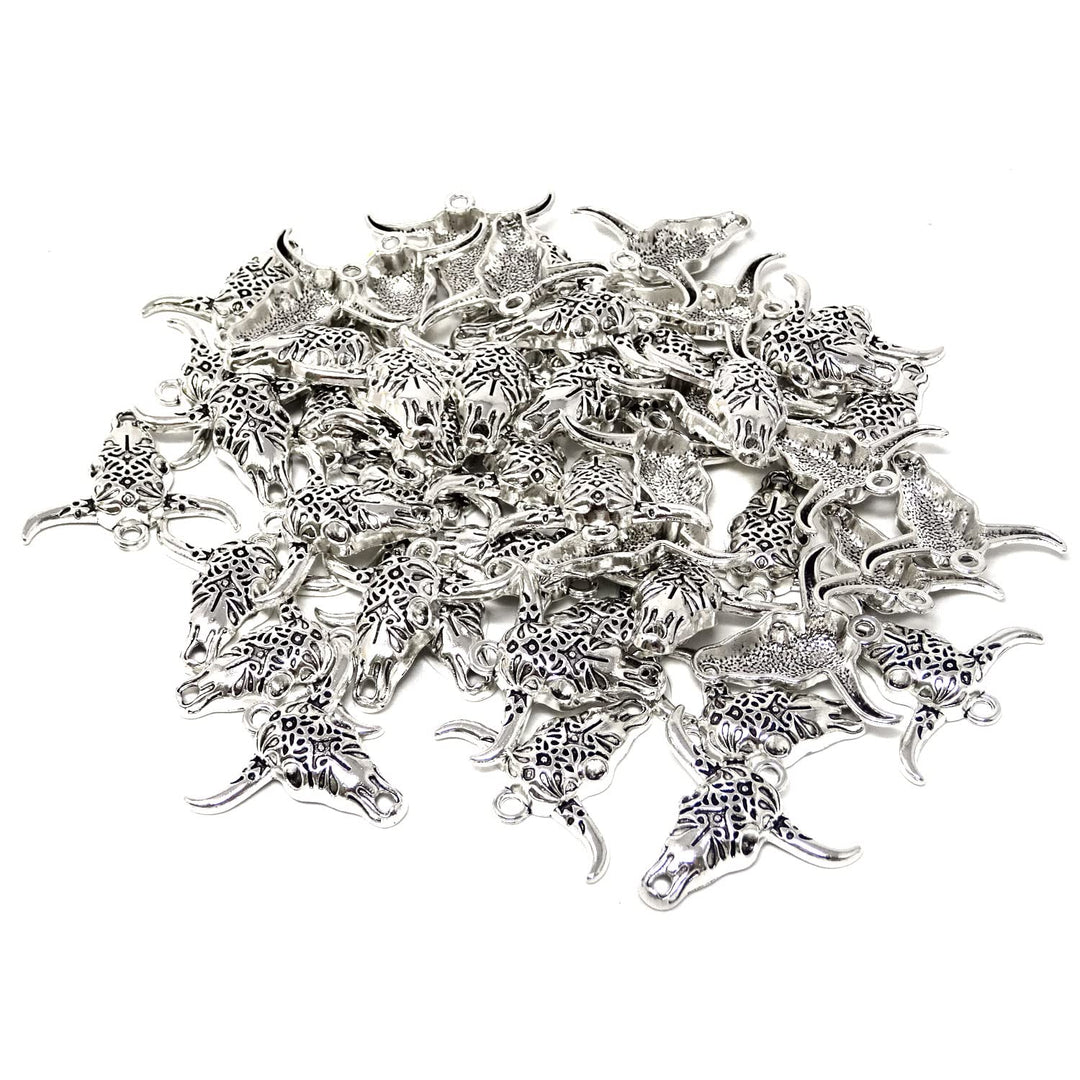 50PCS Alloy Cow Charms Pendant Western Cattle Head Charms for Earring Necklace Bracelet Keychain Jewelry Craft Making
