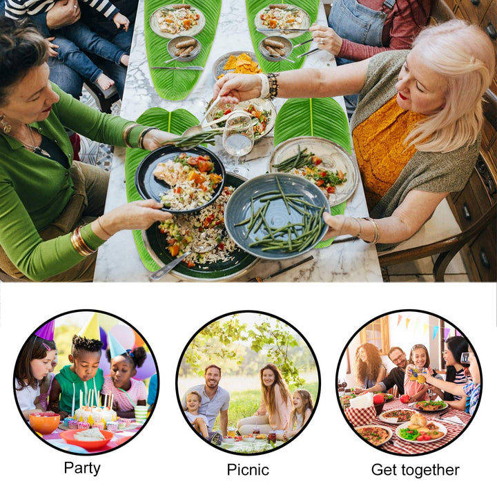 5PCS Large Artificial Banana Leaves, Faux Tropical Leaves for Hawaiian Luau Party Jungle Beach Island Adventure Theme Party Wedding Home Kitchen Decor Table Runner Centerpiece Place Mat