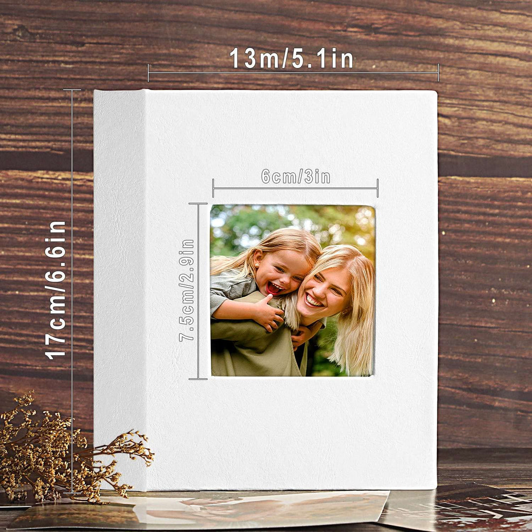 Photo Album 4x6 50 2 Packs, Small Mini Capacity Leather Photo Books, Each Pack Holds 50 Top Loader Vertical Only Pictures White