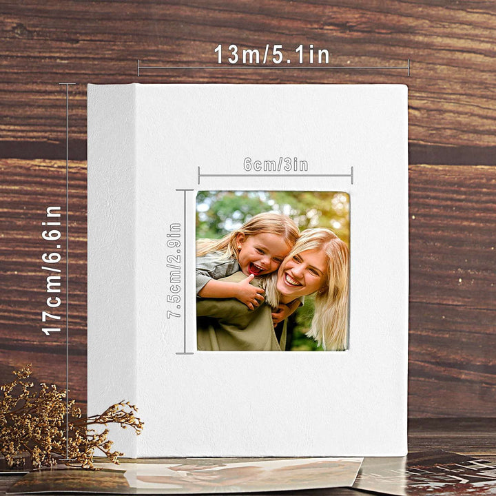 Photo Album 4x6 50 2 Packs, Small Mini Capacity Leather Photo Books, Each Pack Holds 50 Top Loader Vertical Only Pictures White
