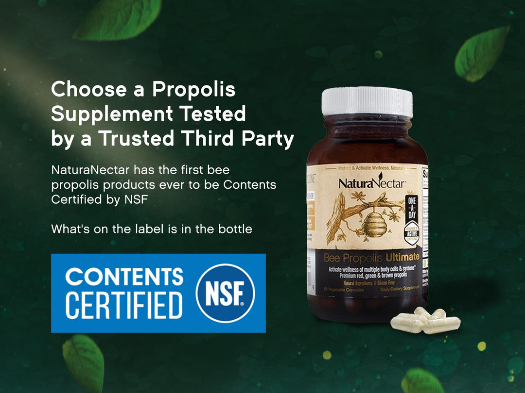 - Ultimate Bee Propolis Capsules - NSF Contents Certified -Brazilian Red, Brown, & Green - Gluten-Free Supplement with Flavonoids - Naturally Sourced Through Ethical Beekeeping (60pcs.)