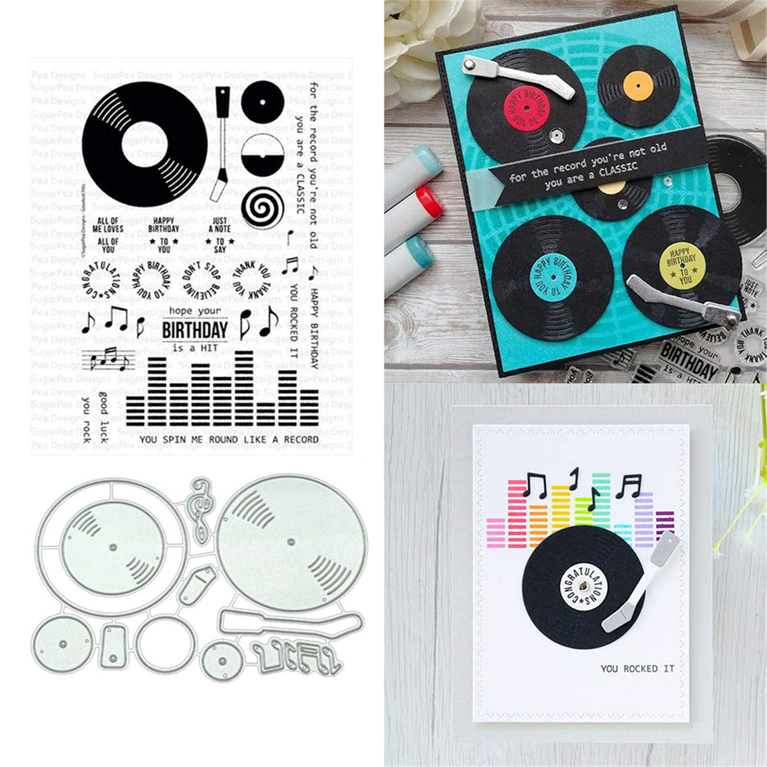 Music CD Silicone Clear Stamp and Die Sets for Card Making, DIY Embossing Photo Album Decorative Craft