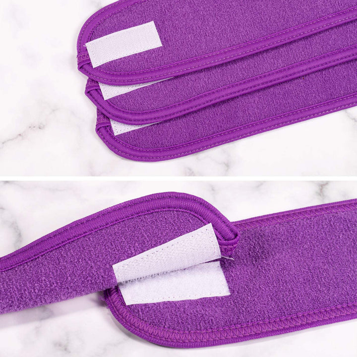 Spa Facial Headband 4 Packs Head Wrap Terry Cloth Headband Adjustable Stretch Towel for Bath, Makeup and Sport (Purple)