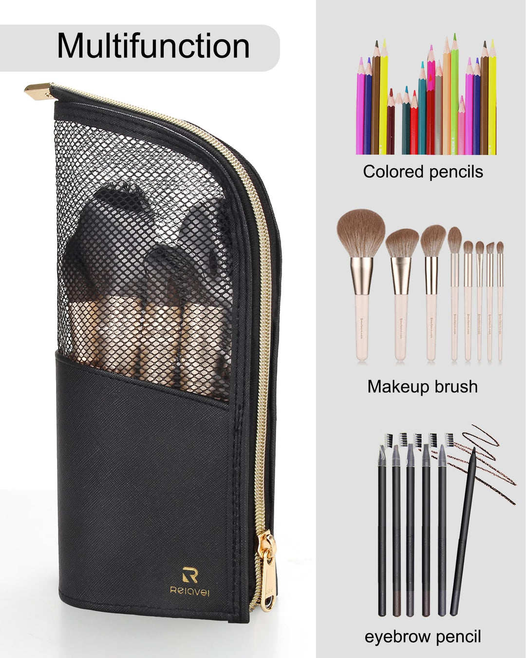 Makeup Brush Organizer Bag,High Capacity Portable Stand-Up Makeup Brush Holder,Professional Artist Makeup Brush Sets Case Waterproof Dust-proof Makeup Brush Cup