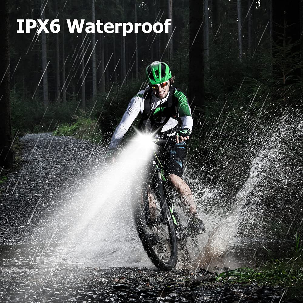 USB Bike Lights Front and Back, 6*T6 LED Rechargeable Bicycle Front Light Set, 3/5 Modes, 5V 1A Output Bike Headlight and Taillight Set for Night Riding (6 Led Front & Rear Light)