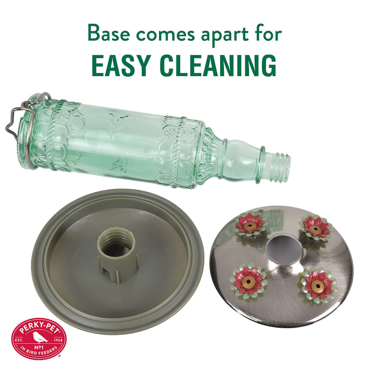 Glass Hummingbird Feeders for Outdoors - Antique Bottle Style Bird Feeder - 10 Oz Humming Bird Feeders for Outdoor Garden Decor