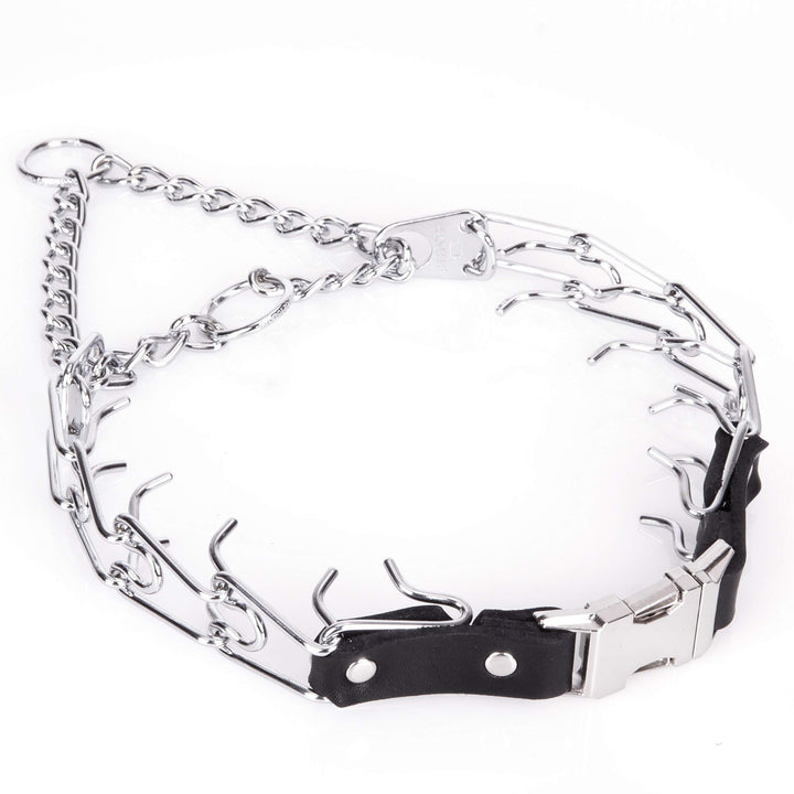 Prong Collar for Dog Training with Easy Quick Release Buckle - German Made Dog Collar with Chrome Plated Steel 3.0mm Prongs for Large - Extra Large Dogs (20-25 Neck)
