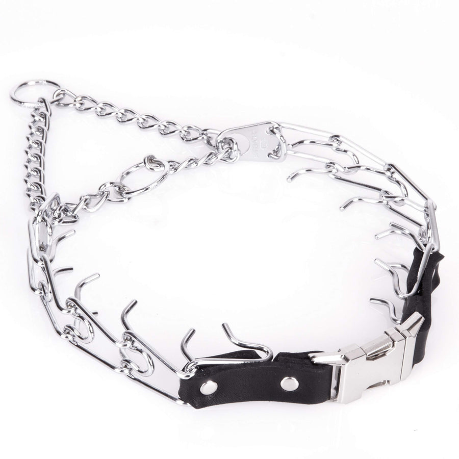 Prong Collar for Dog Training with Easy Quick Release Buckle - German Made Dog Collar with Chrome Plated Steel 3.0mm Prongs for Large - Extra Large Dogs (20-25 Neck)