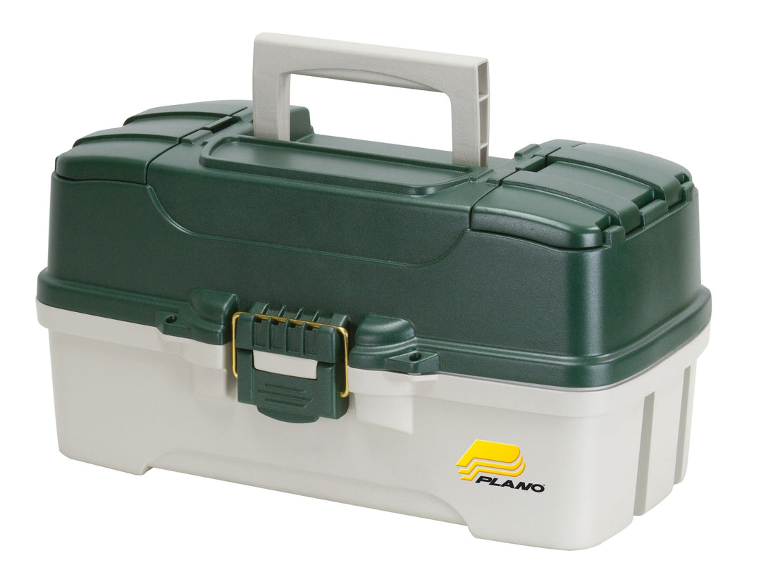 3-Tray Tackle Box with Dual Top Access, Dark Green Metallic/Off White, Premium Tackle Storage