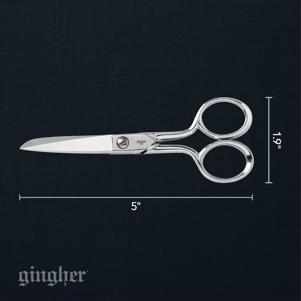 Gingher Fabric Scissors - 5 Premium Forged Steel Shears - Sharp Knife Edge Sewing Scissors for Fabric Cutting with Protective Sheath, Ambidextrous Design, Small Craft Scissors
